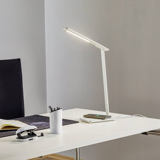 Aluminor LED bureaulamp Orbit met inductie zilver
