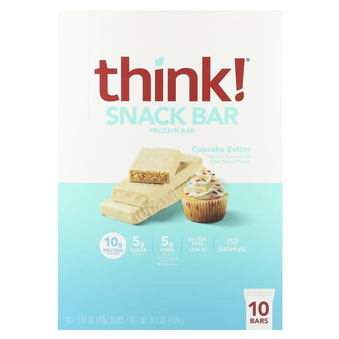 Denken!, Protein+ 150 calorie reep, cupcake beslag, 10 repen, 40 g (1,41 oz) elk