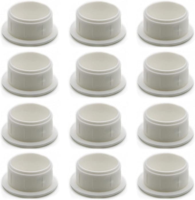 12 stuks witte afdekstoppen voor buizen Ø 13 mm – polyethyleen – 16 x 13 mm