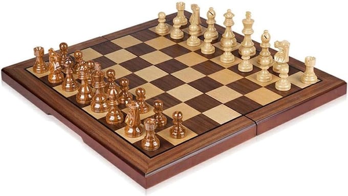 Schaakset Hars - Schaakbord Set - Intelligentie Stimuleren - Magnetisch Vouwbaar - 40x40 cm - Duitse Ridder