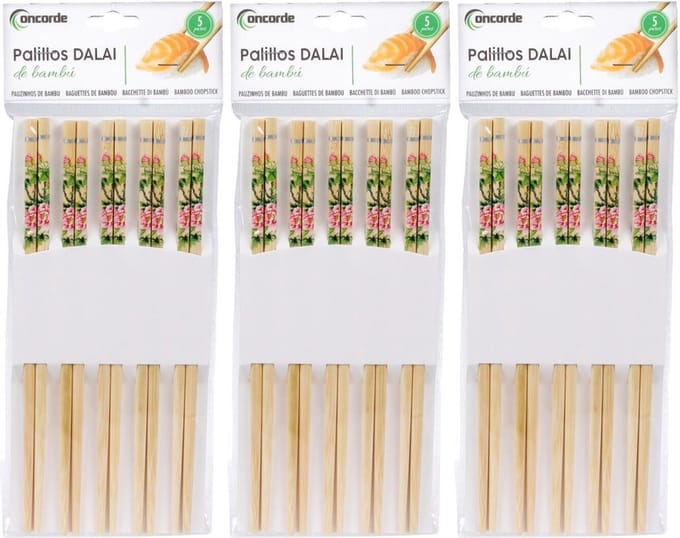 Bamboe houten eetstokjes met bloemen print 30x stuks - Sushi eetstokjes