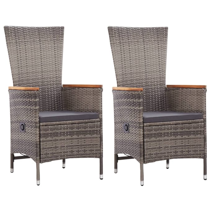 vidaXL - Tuinstoelen - 2 - st - met - kussens - poly - rattan - grijs