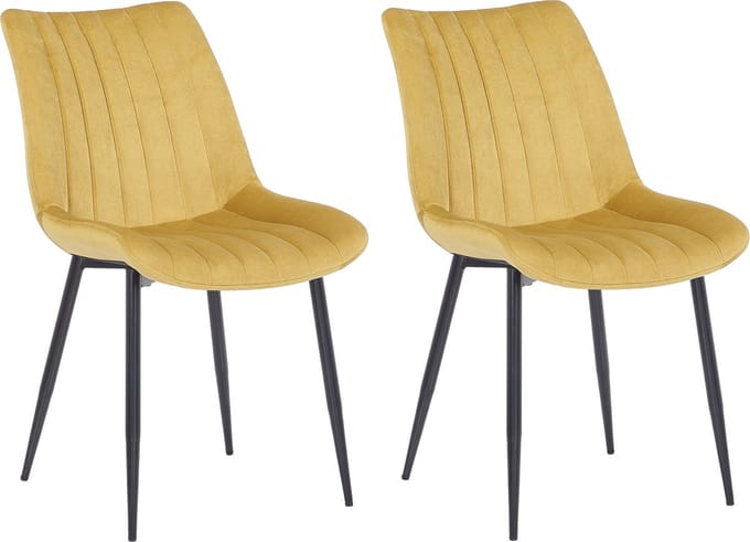 CLP Rahden Set van 2 Eetkamerstoelen - Fluweel geel