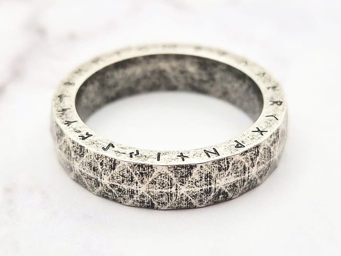 Mei's - Viking Geo Runes - ring heren - runen - RVS zilver - ringmaat 61 mm