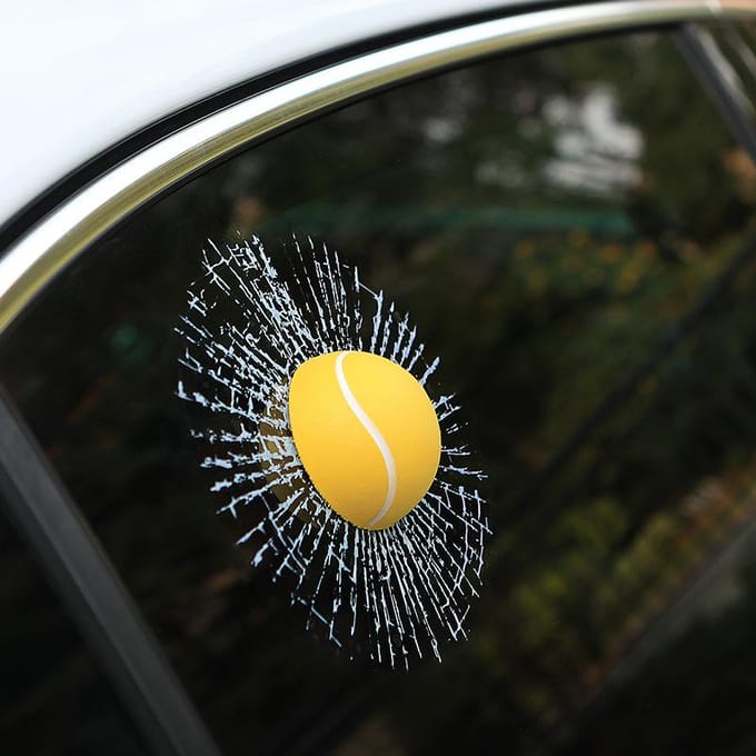 Auto 3D Driedimensionale Elf Bal Auto Sticker, Auto Raam Grappige Creatieve Decoratieve Sticker, Tennis Glas Gemodificeerde Auto Sticker wit