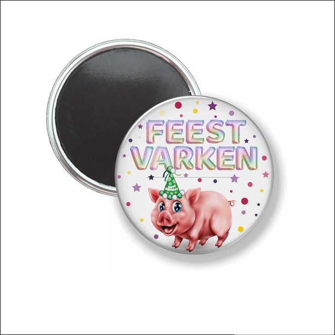 Button Met Magneet 58 MM - Feest Varken - NIET VOOR KLEDING