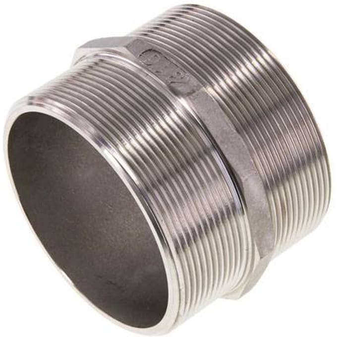 Dubbele Nippel G3'' RVS Vlakke Afdichting 16bar 92mm Hex