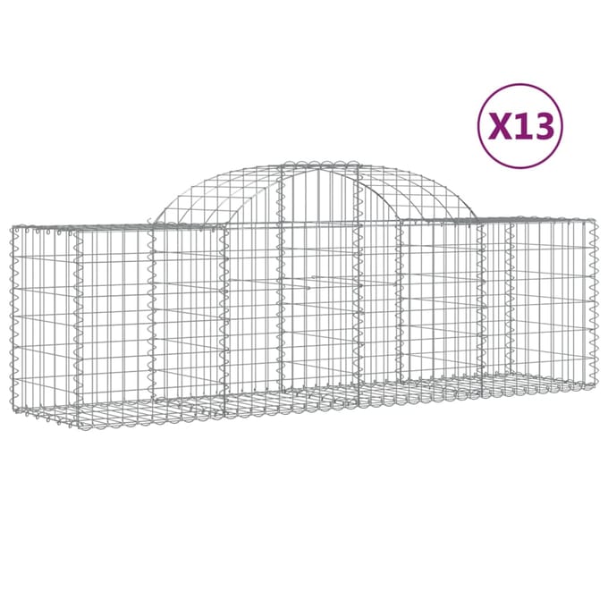 vidaXL - Schanskorven - 13 - st - gewelfd - 200x50x60/80 - cm - gegalvaniseerd - ijzer