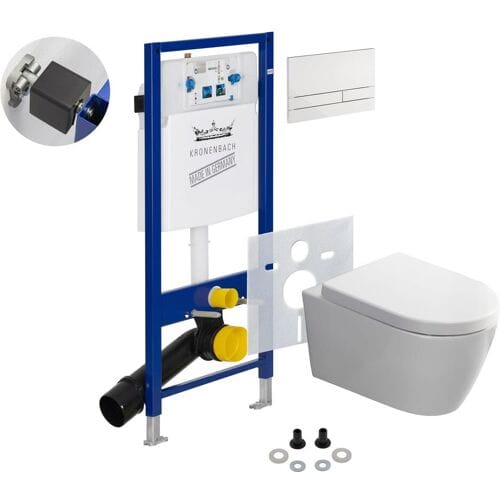 Kronenbach Tube wall-hung WC rimless complete set KB15100TU-Set2S
