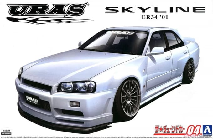 Aoshima Modelbouwpakket Auto - 05534 Nissan Skyline URAS Type-R ER34 Plastic - 1:24 - Modelbouw