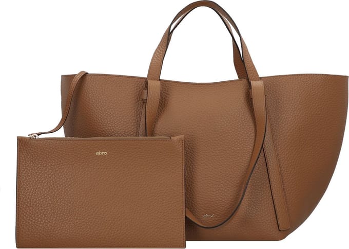 abro Leren Schoudertas Leather Tekla Shopper Cosmo Caramel / Cognac Bruine