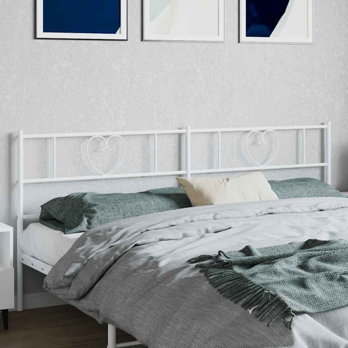 vidaXL - Vervangend - hoofdbord - 193 - cm - metaal - wit