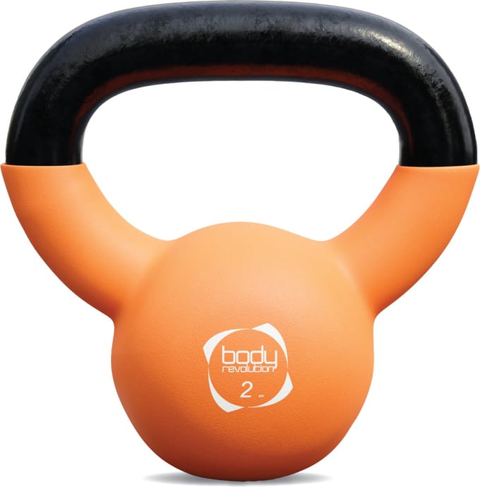 Neopreen kettlebell - oranje - 2 kg - ergonomisch handvat