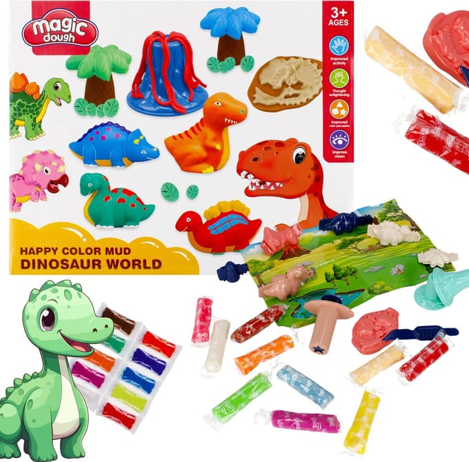 MEGA CREATIVE - Dinosaurussen, Plastic massa met accessoires, Dino, voor vanaf 3 jaar