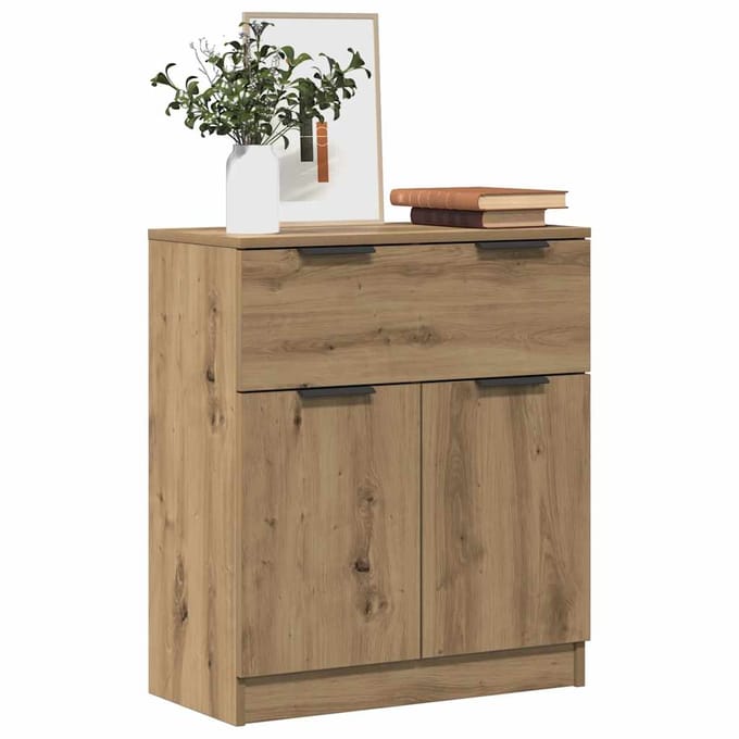 vidaXL - Dressoir - 60x30x70 - cm - bewerkt - hout - artisan - eikenkleurig