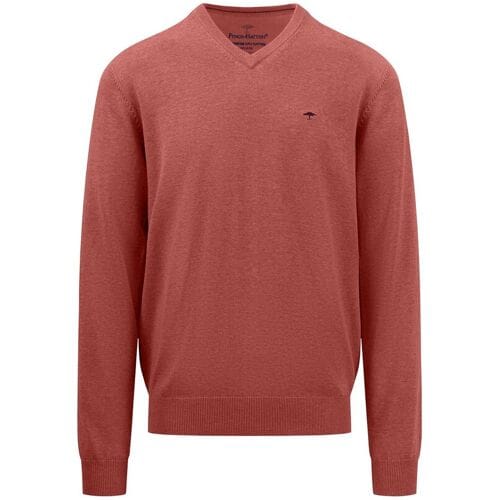 Fynch-Hatton Trui V-Neck Uni Superfine Cotton Orient Red / male