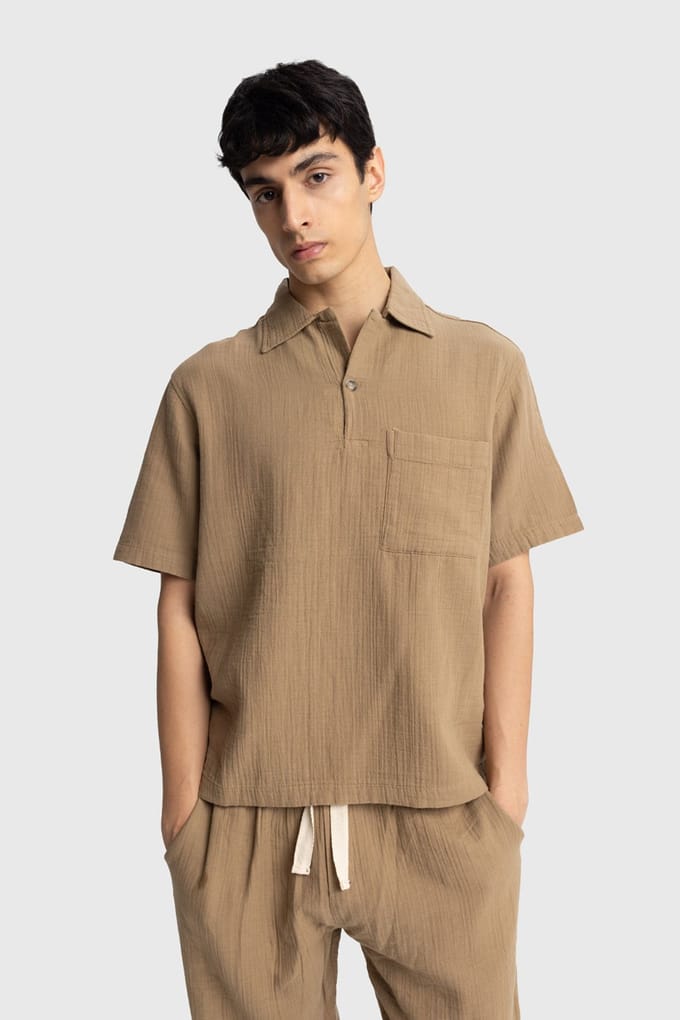 Heren Relaxed Fit Katoenen Korte Mouwen Shirt