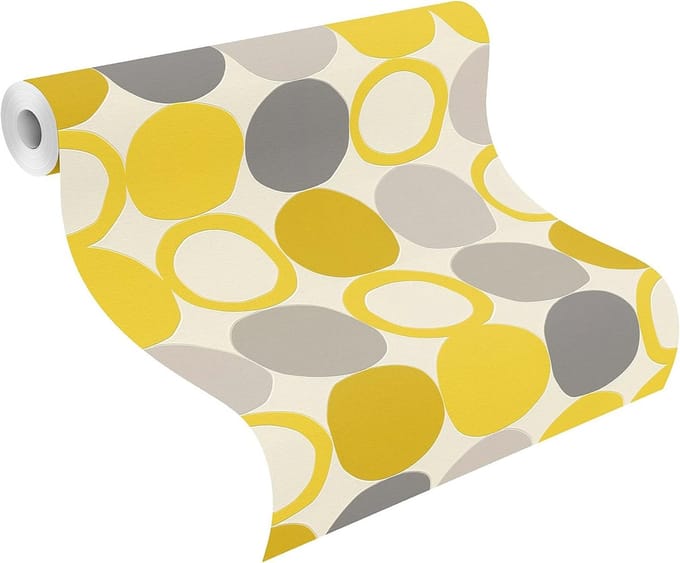 Geel retro behang modern 805116