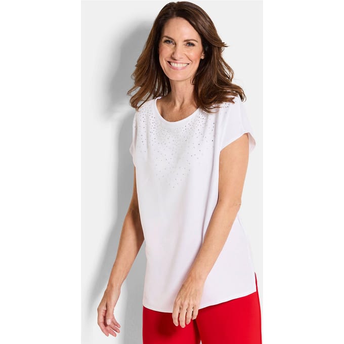 Blouse met glittersteentjes - wit - Gr. 20 van Goldner Fashion