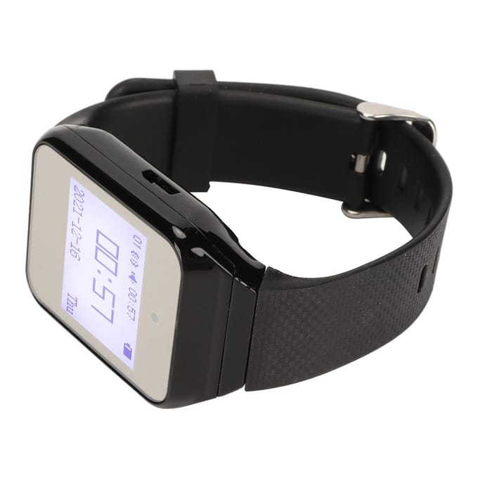 Montre Pager Affichage LCD Calendrier Alarme à un bouton Vibration Système d'appel sans fil pour la restauration US Plug noir