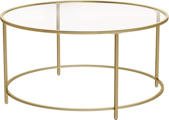 Ronde Glazen Salontafel 84 cm - Goud