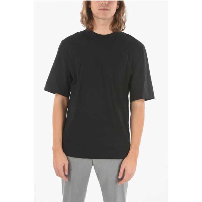 Jersey MINIMAL T-shirt met elastische nylon mouwen in zwart