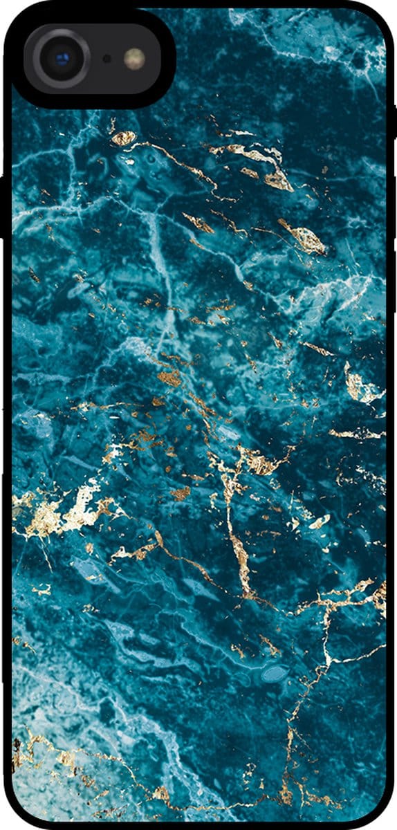 Smartphonica Telefoonhoesje voor iPhone 7/8 met marmer opdruk - TPU backcover case marble design - Blauw geschikt voor Apple iPhone 7;Apple iPhone 8