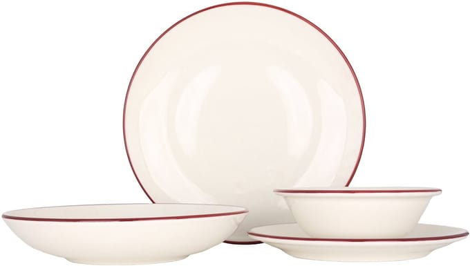 Bonna Serviesset (Medium) - Linea Burgundy - 24 delig - 6 persoons - Porselein