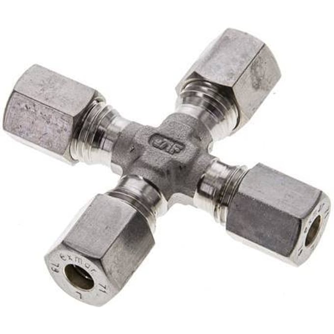 6L RVS Kruissok Knelfitting 315 Bar DIN 2353 - FL4X-O-S-06-L