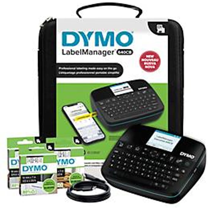DYMO LabelManager Executive 640 CB draagbare labelprinterkit met draagtas en 3 labelcassettes | compacte QWERTZ-labelmaker | Bluetooth- & USB-connectiviteit | compatibel met DYMO D1-labels
