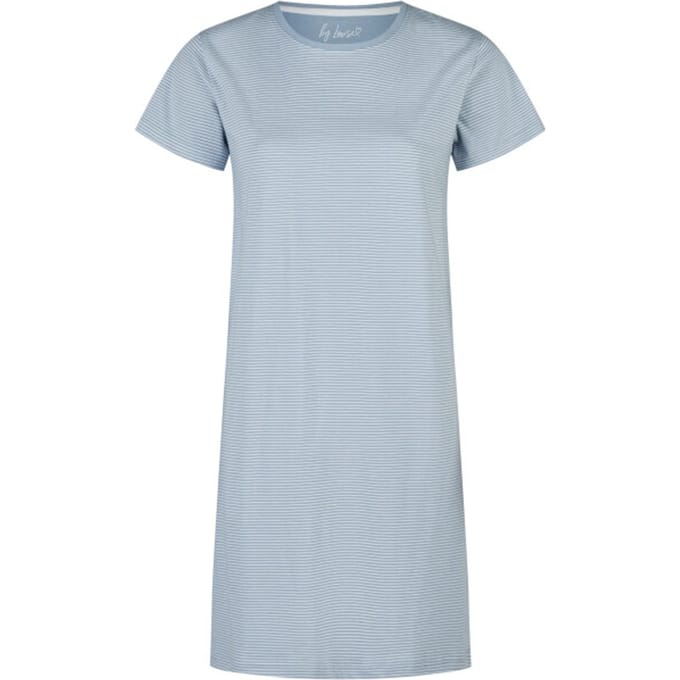 By Louise Dames Lang Nachthemd Korte Mouw Blauw Gestreept - Maat S