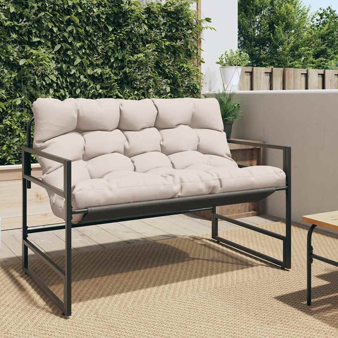 vidaXL - Tuinbank - met - kussen - 113 - m - staal - taupe