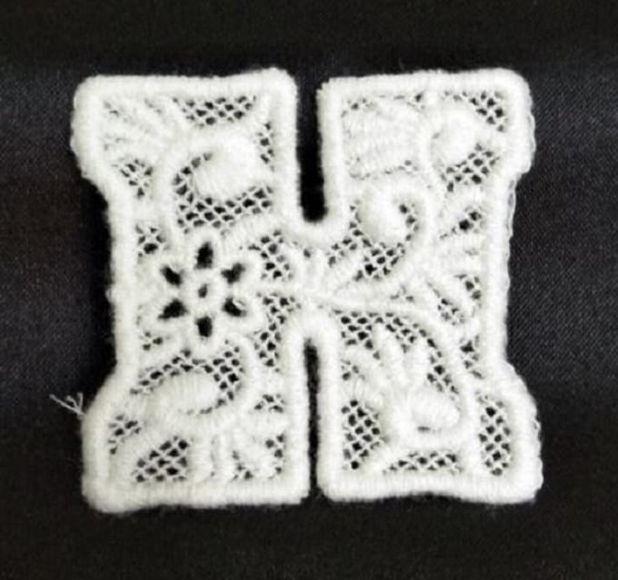Kanten Applicatie Alfabet - 4,5 CM hoog - Wit Kant - Letter H