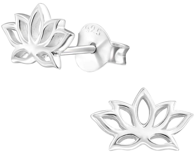 Joy|S - Zilveren lotus bloem oorbellen - 9 x 5 mm