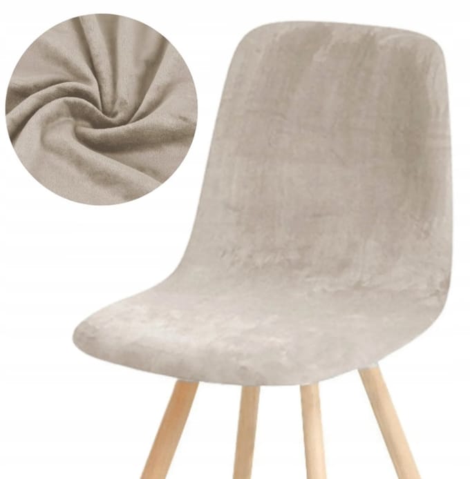 Elastisch Velours Stoelhoes Cappuccino Beige - Dik & Luxe
