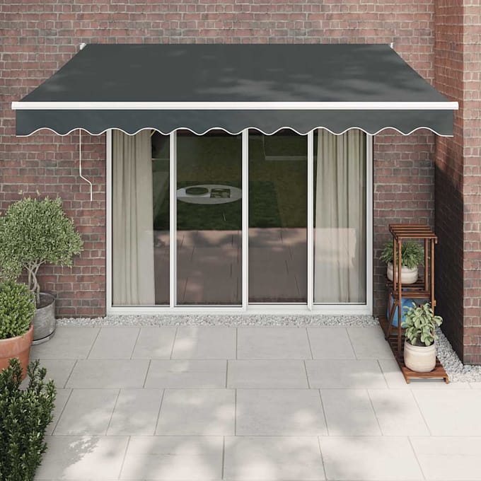 vidaXL - Uitschuifbare - luifel - Antraciet - met - Witte - Frame - 3,5 - x - 2,5 - m