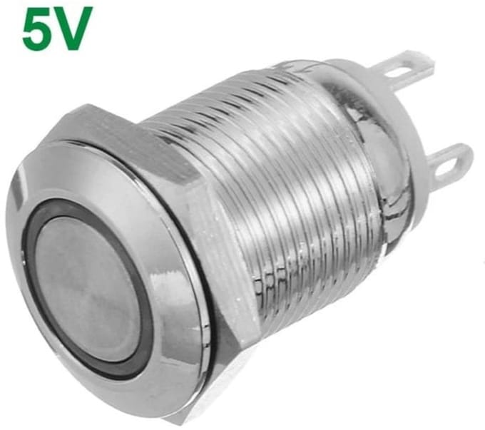 OTRONICÂ® Drukknop | Moment - puls | 5V LED Oranje | RVS | 12mm