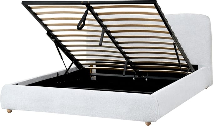 BLAGNAC - Bed met opbergruimte - Lichtgrijs - 160 x 200 cm - Polyester