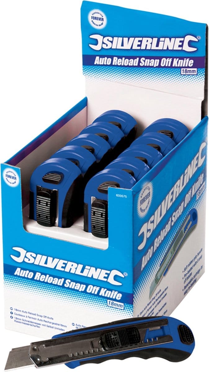 Silverline Automatisch herlaadbaar afbreekmes - 18 mm - Antislip grip - 10 stuks