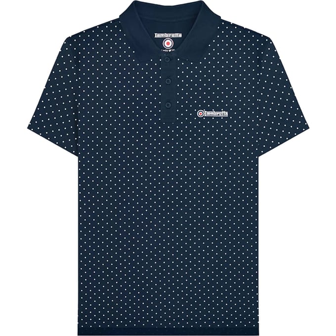 Lambretta Heren SS24 Polka Dot Poloshirt (Marine)