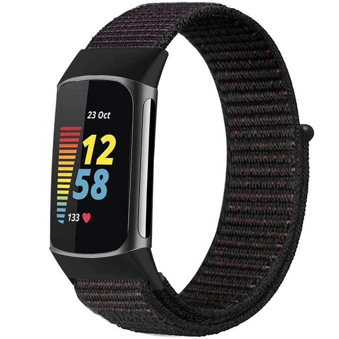 imoshion Nylon bandje voor de Fitbit Charge 5 - Maat S - Zwart