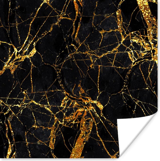 Poster Goud - Marmer - Glitter - Luxe - 75x75 cm