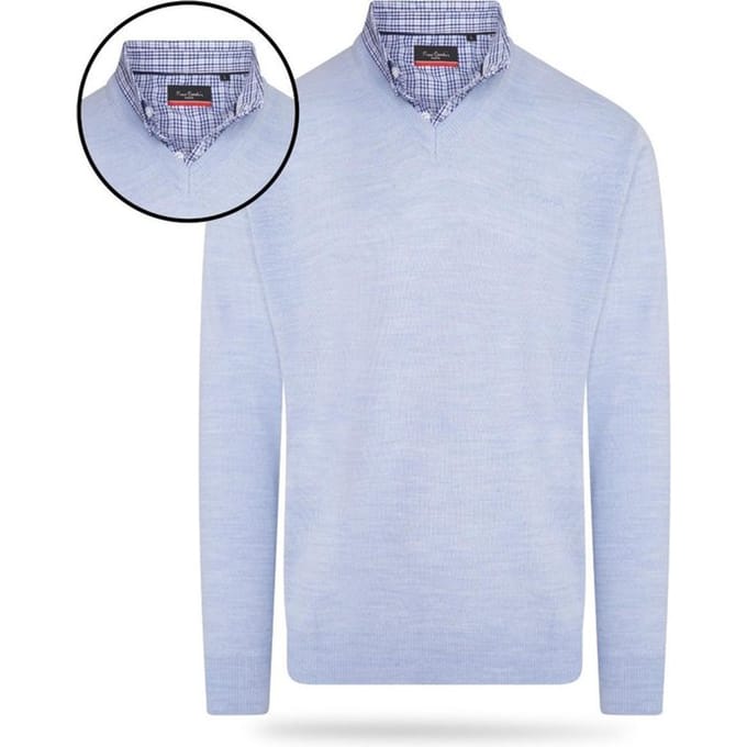 Pierre Cardin - Heren Sweaters Mock Pullover - Blauw - Maat S