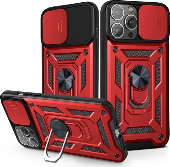 Hoesje geschikt voor iPhone SE 2022 - Backcover - Rugged Armor - Camerabescherming - Extra valbescherming - TPU - Rood