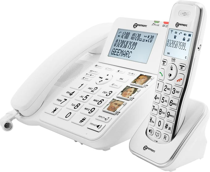 Geemarc, Vaste telefoon voor senioren Versterkt met draadloze handset - AmpliDECT Combi 295, Wit