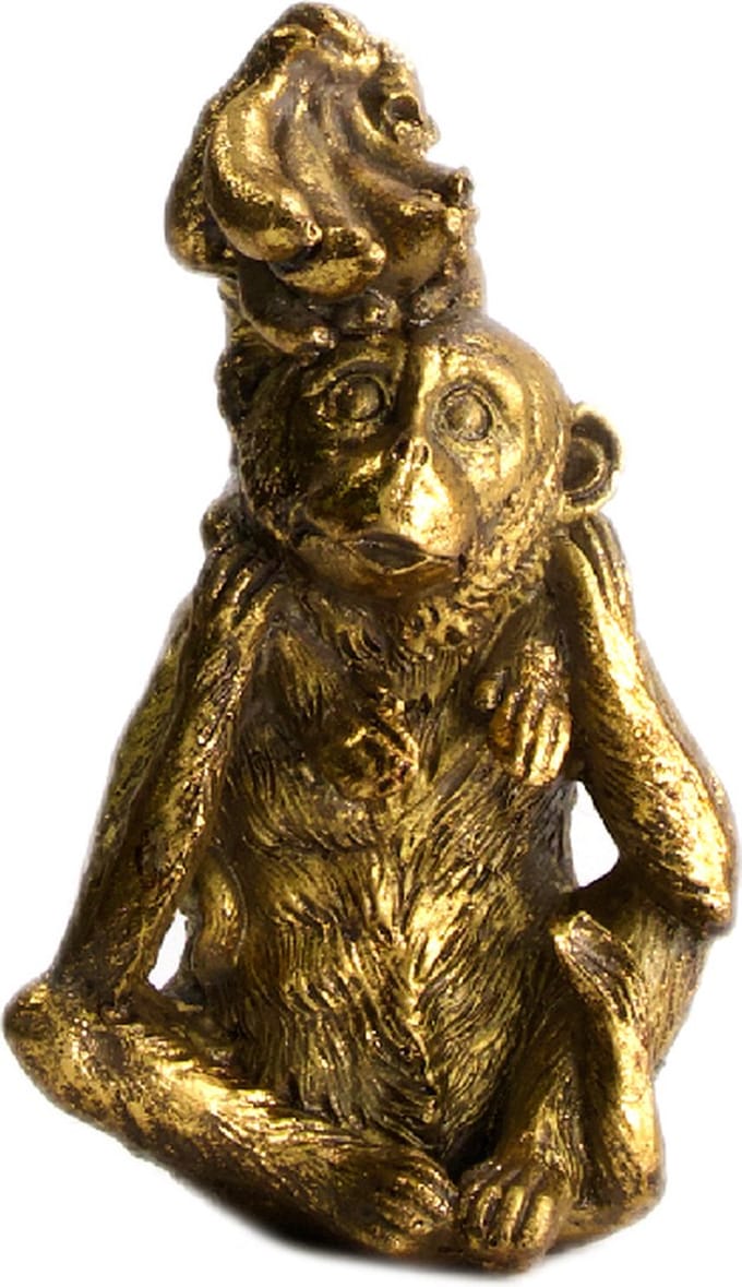 Figuren - Monkey Polyresin 9x7x8.5cm Gold