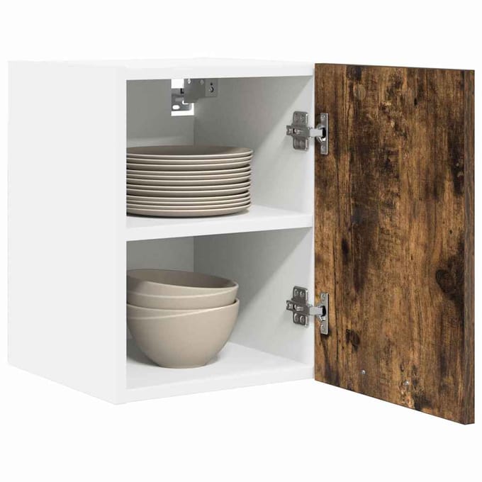 vidaXL - Hangkast - 2 - st - Gerookte - Eik - en - Wit - Bewerkt - hout