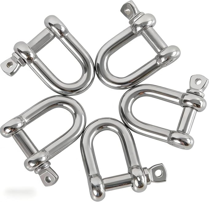 D Ring Beugels van 304 RVS - Heavy Duty Koppeling, Verbindende Haak, 6 Stuks voor Sterke Constructie