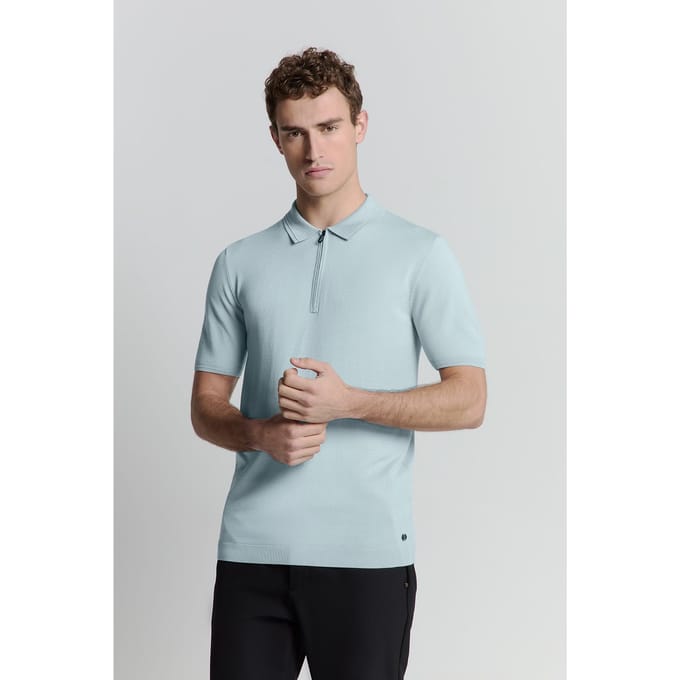 No Excess Pullover Short Sleeve Polo Zip Solid Ice Größe: L | Poloshirts Outlet | Herren