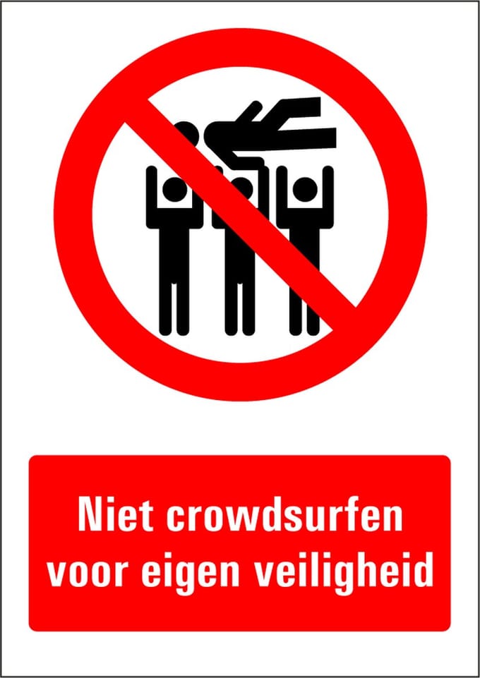 Niet crowdsurfen tekststicker 148 x 210 mm